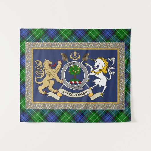 Abercrombie Clan Badge & Tartan Personalized タペストリー (正面(横))