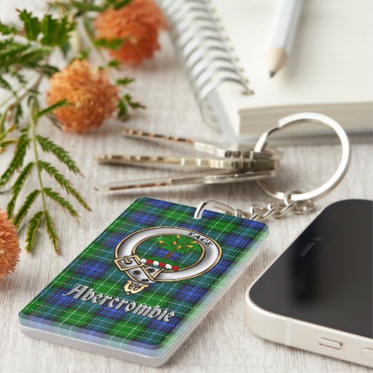 Abercrombie Clan Badge/Tartan Rectangle キーホルダー (正面右)