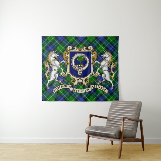 Abercrombie Clan Badge & Tartan Tapestry タペストリー (インサイチュ(横))