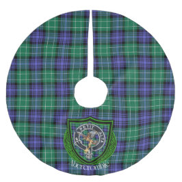 Abercrombie Scottish Clan Tartan and Crest ブラッシュドポリエステルツリースカート