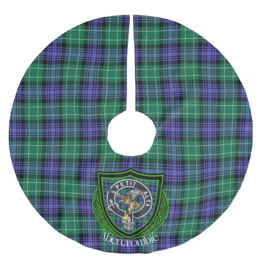 Abercrombie Scottish Clan Tartan and Crest ブラッシュドポリエステルツリースカート (正面)