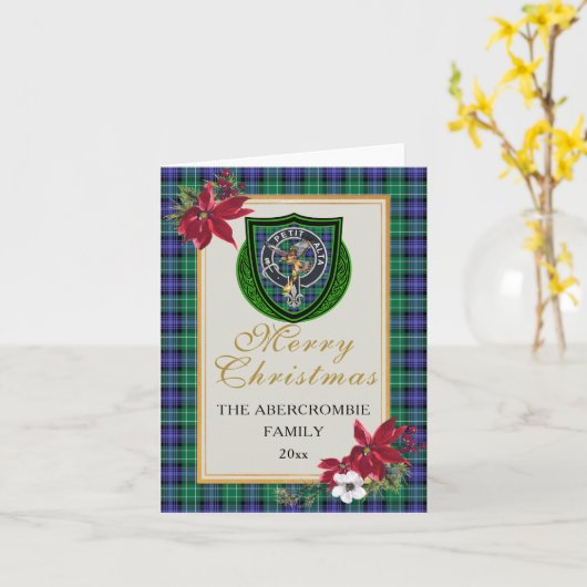 Abercrombie Scottish Clan Tartan & Crest カード (黄色い花)