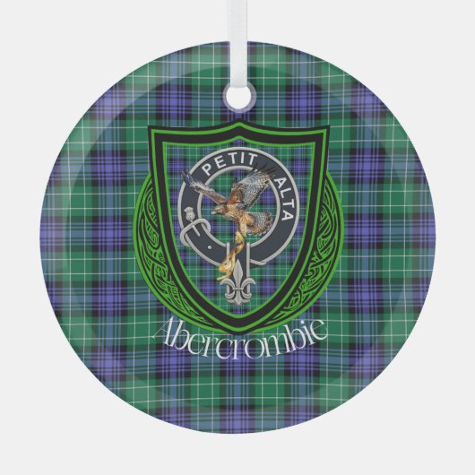 Abercrombie Scottish Clan Tartan & Crest ガラスオーナメント (正面)