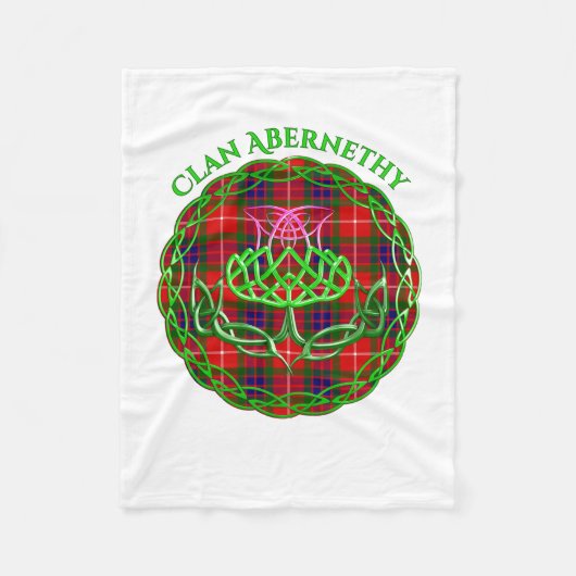 Abernethy Scottish Tartan Celtic Thistle フリースブランケット (正面)