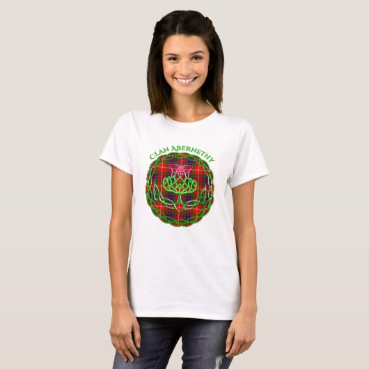 Abernethy Scottish Tartan Celtic Thistle Tシャツ (正面フル)