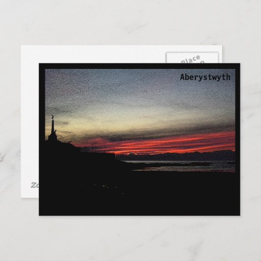 Aberystwythポストカードの海の上の夕日 ポストカード (正面/裏面)