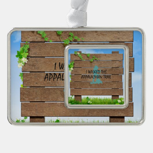 ABHのアパラチア山脈の道のハイカー シルバープレートフレームオーナメント (正面)