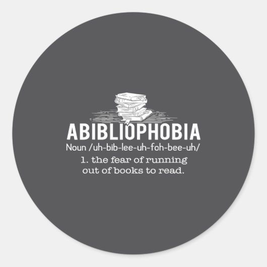 Abibliophobia - Funny Reading Bookworm Reader Gift ラウンドシール (正面)