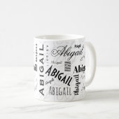 Abigail Custom Name  Black White Coffee Mug コーヒーマグカップ (正面右)