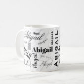 Abigail Custom Name  Black White Coffee Mug コーヒーマグカップ (正面左)