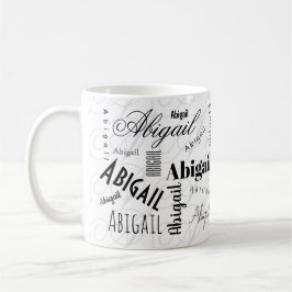 Abigail Custom Name  Black White Coffee Mug コーヒーマグカップ