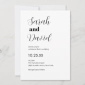 Abigail Font classic chic black and white wedding 招待状 (正面)
