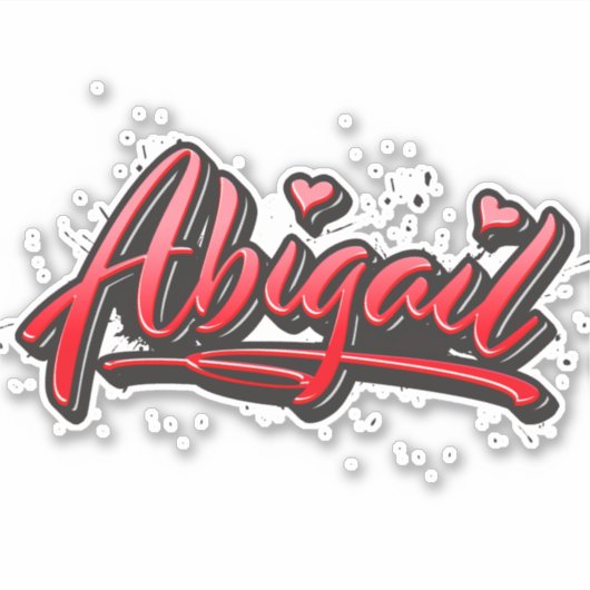Abigail red Heart Graffiti Aufkleber Sticker シール (正面)