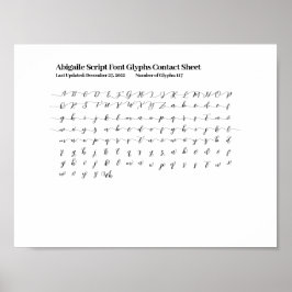 Abigaile スクリプトフォント グリフ コンタクトシート ポスター