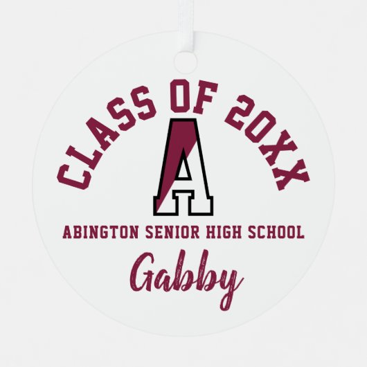 Abington Senior High School Ornament Christmas メタルオーナメント (正面)