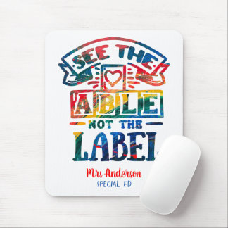 Able Not the Label自閉症先生を表示 マウスパッド