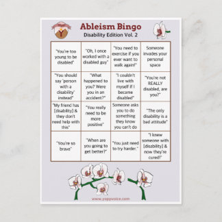Ableism Bingo Card Disability Editionボリューム2 インビテーションポストカード