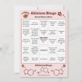 Ableism Bingo Card Mental Dishy Edition 招待状 (正面)
