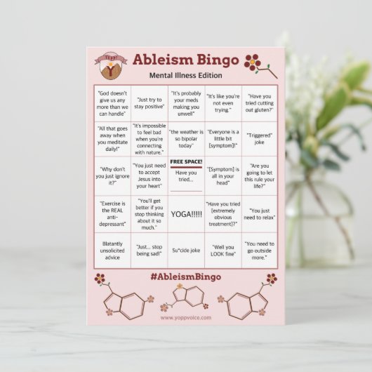 Ableism Bingo Card Mental Dishy Edition 招待状 (スタンド正面)