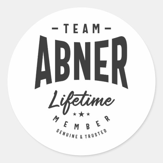 Abner Lifetimeメンバパーソナライズされたー名Abner ラウンドシール (正面)
