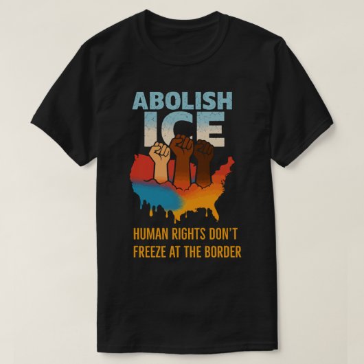 ABOLISH ICE アメリカ氷解 – 大胆な抗議デザイン |  Tシャツ (デザイン正面)