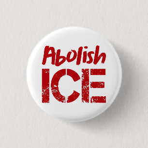 Abolish ICE 赤と白 缶バッジ
