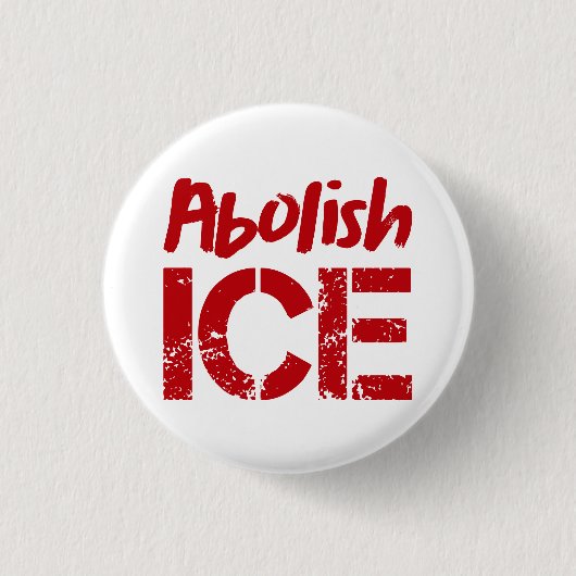 Abolish ICE | 赤と白 缶バッジ (正面)