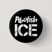 Abolish ICE | White on Black 缶バッジ (正面)