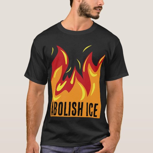 ABOLISH ICE with FLAMES Tシャツ (正面)
