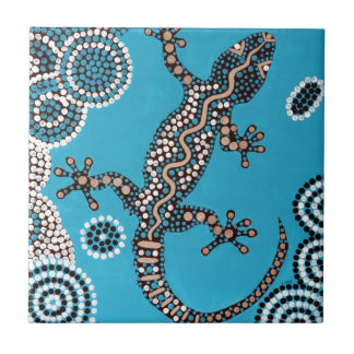 Aboriginal Art, Gecko, Punktmalerei, Dot-Painting タイル