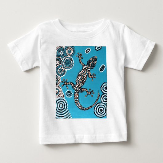 Aboriginal Art, Gecko, Punktmalerei, Dot-Painting ベビーTシャツ (正面)