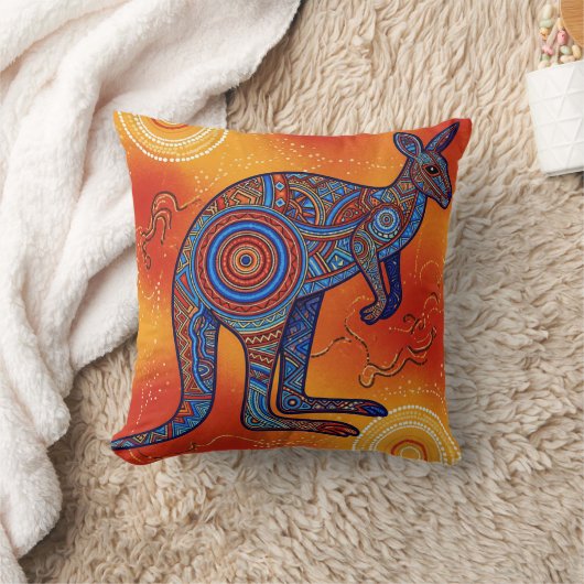 ABORIGINAL ART OF KANGAROO クッション (ブランケット)