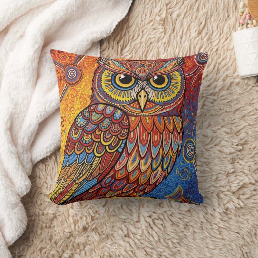 ABORIGINAL ART OF OWL クッション (ブランケット)