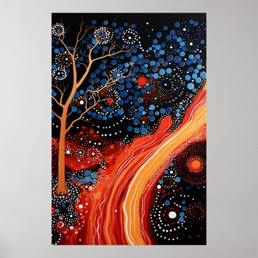 Aboriginal Dot 絵画's: Dreamtime Stories Art ポスター (正面)