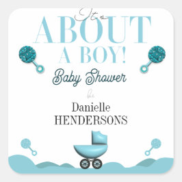 About a Boy Baby Shower招待状招待状シール スクエアシール