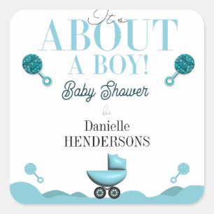 About a Boy Baby Shower招待状招待状シール スクエアシール
