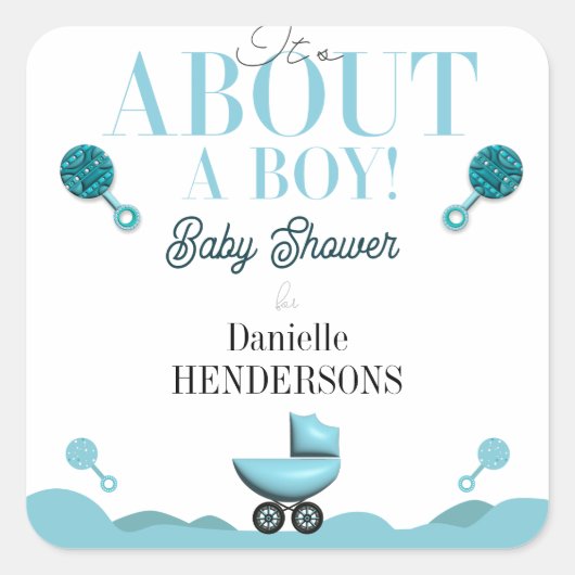 About a Boy Baby Shower招待状招待状シール スクエアシール (正面)