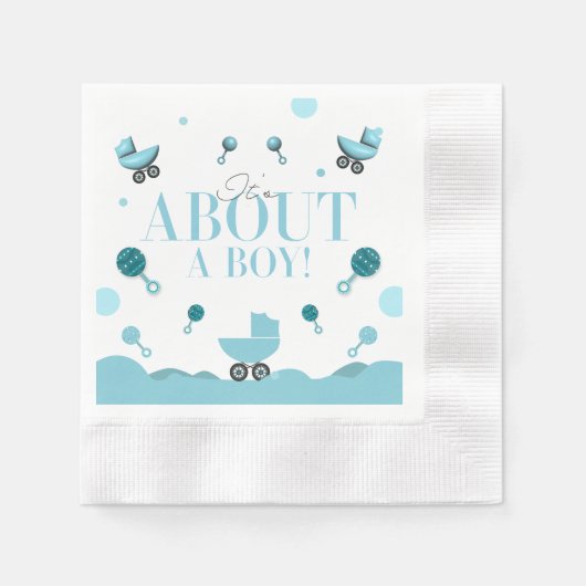 About a Boy Baby Shower招待状招待状抱き枕 縁ありカクテルナプキン (正面)