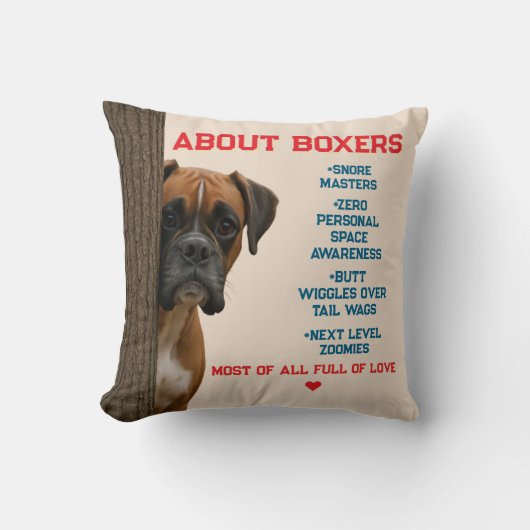 About Boxers Funny & Loving Boxer Dog Quote Design クッション (正面)