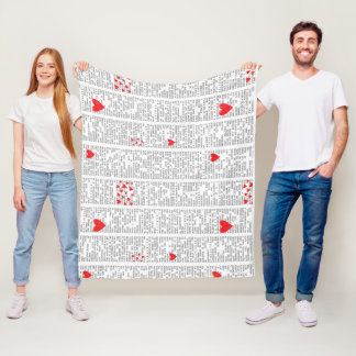 About Love Typography Heart Pattern Fleece Blanket フリースブランケット