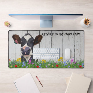 About the Farm 熱狂する Desk Mat - Cute Holstein Cow デスクマット