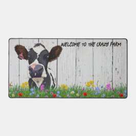 About the Farm 熱狂する Desk Mat - Cute Holstein Cow デスクマット