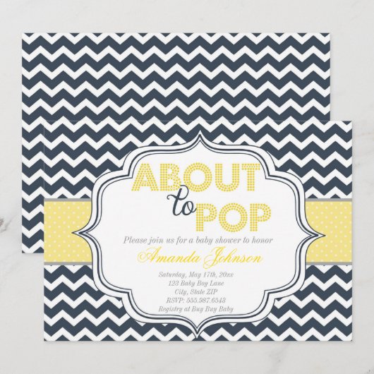 About to Chic Chevron Baby Shawer招待状 招待状 (正面/裏面)
