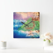 About to get washed away スクエア壁時計 (ホーム)