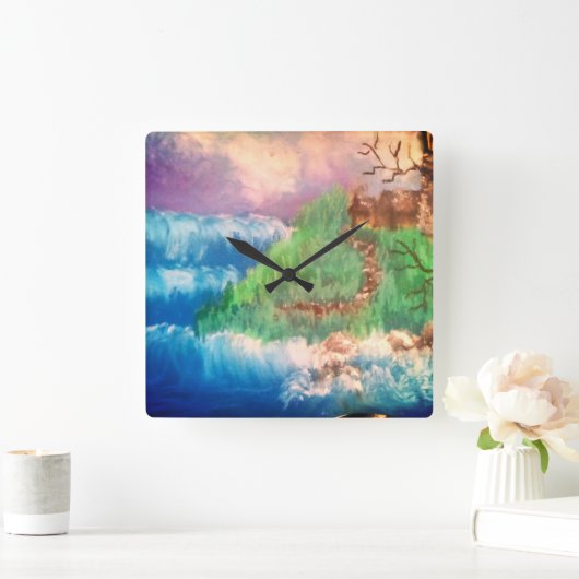 About to get washed away スクエア壁時計 (ホーム)