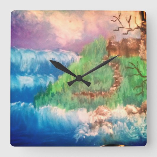 About to get washed away スクエア壁時計 (正面)