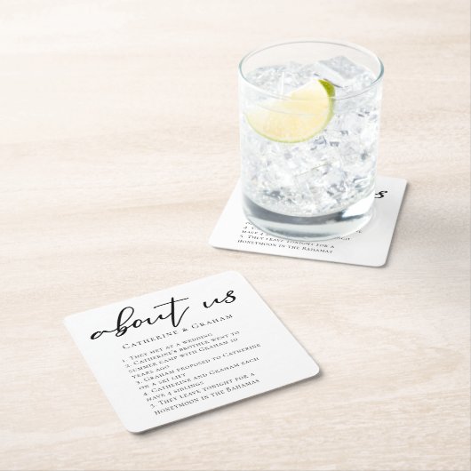 About Us 結婚's Fuple Factsトレンディー スクエアペーパーコースター (インサイチュ)