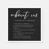 About Us Couples Factsトレンディーモダン・ブ結婚ラック スタンダードカクテルナプキン (正面)