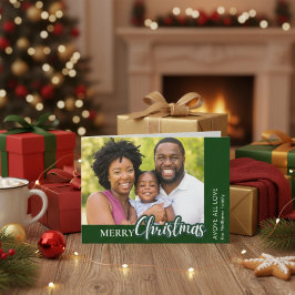 Above All Love Modern Plaid Photo Christmas シーズンカード