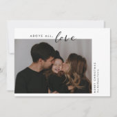 Above All Love Modern Plaid Photo Christmas シーズンカード (正面)